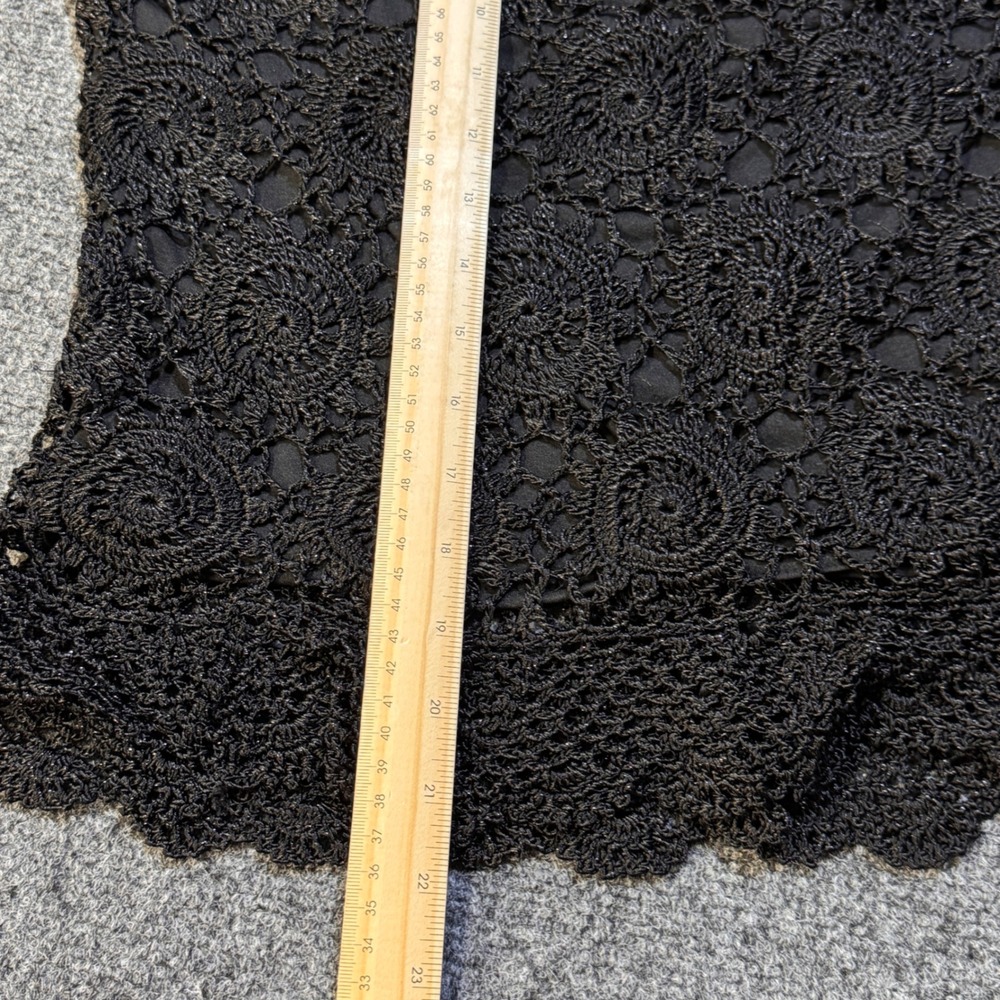 Unbranded Crochet Floral V-Neck Top Womens M Black Whimsigoth Goth Romantic 570 - Picture 5 of 6